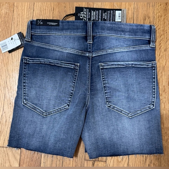 Liverpool Gia Glider Pull-On Shorts w/Fray Hem in Tilton - Picture 6 of 6